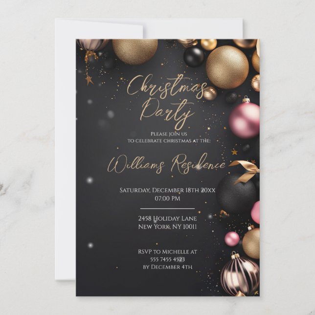 Festive Elegant Christmas Party Invitation (Devant)