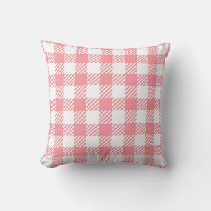 Festive Elegant Girly Pink White Gingham Kariert Kissen