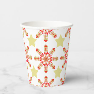 Festive Eleganz: rotes und goldenes Sternenmuster Pappbecher