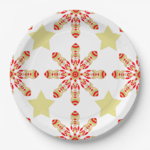 Festive Eleganz: rotes und goldenes Sternenmuster Pappteller