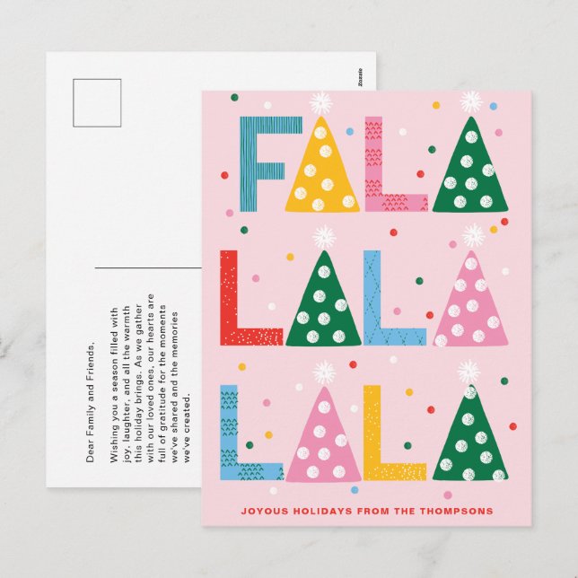 Festive FA LA Joyous Christmas Carte postale (Devant / Derrière)