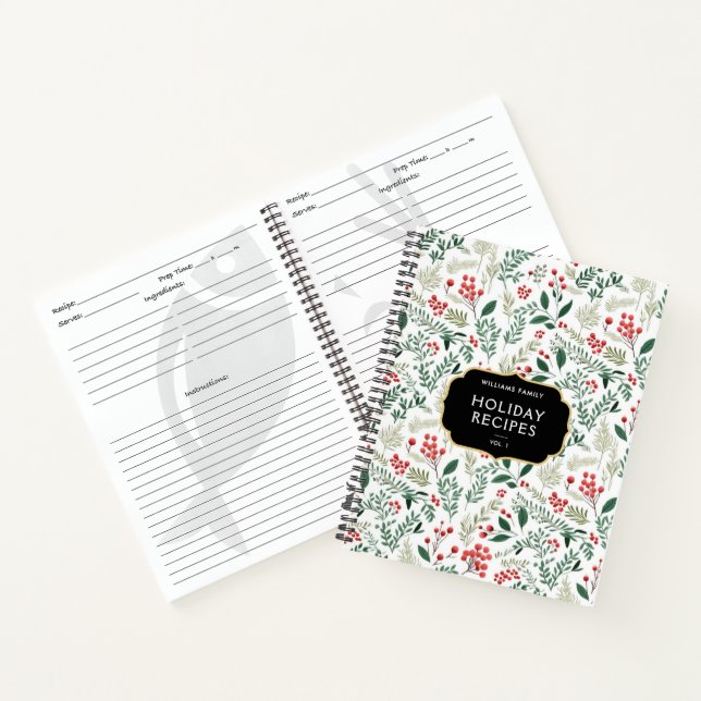 Festive Family Name Holly Berries Holiday Recipes Notizbuch (Innenseite)