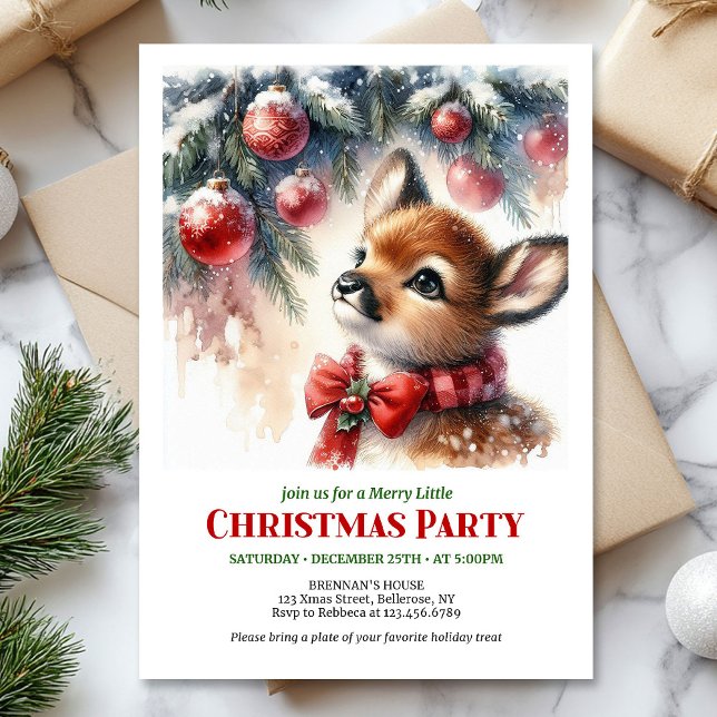 Festive fawn snowy forest cozy winter Christmas  Einladung (Festive fawn snowy forest cozy winter Christmas invite

)