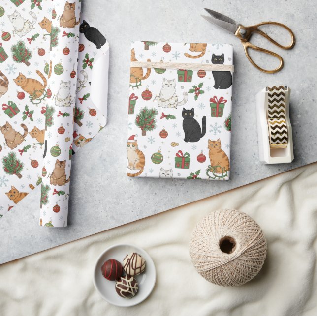 Festive Felines Christmas Wrapping Paper Geschenkpapier (Basteln)