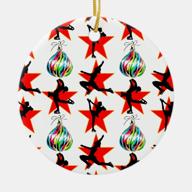 FESTIVE FIGURE SKATEN CHRISTMAS DESIGNS KERAMIK ORNAMENT (Vorne)