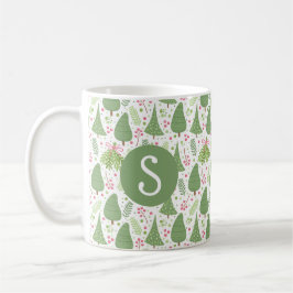 Festive Fir Trees Monogram Mug