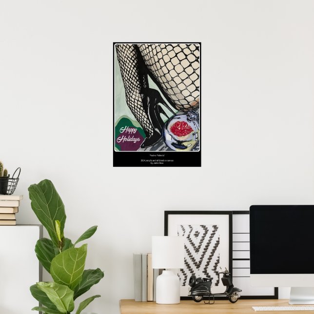 'Festive Fishnets'-Gemälde auf einer  Poster (Heimbüro)