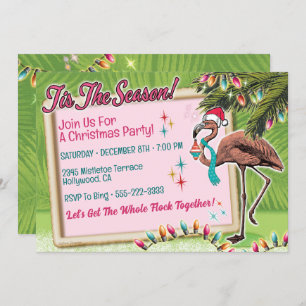Festive Flamant rose Noël Invitations