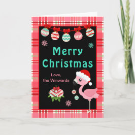 Festive Flamingo Merry Christmas Feiertagskarte