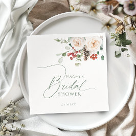 Festive Floral Winter Holiday Bridal Shower  Serviette