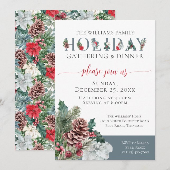 Festive Foliage Famille Dîner Invitation (Devant / Derrière)