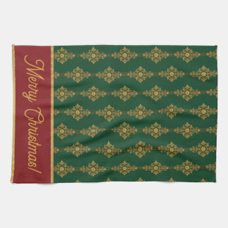 Festive Forest Green Gold Red Personalized Geschirrtuch