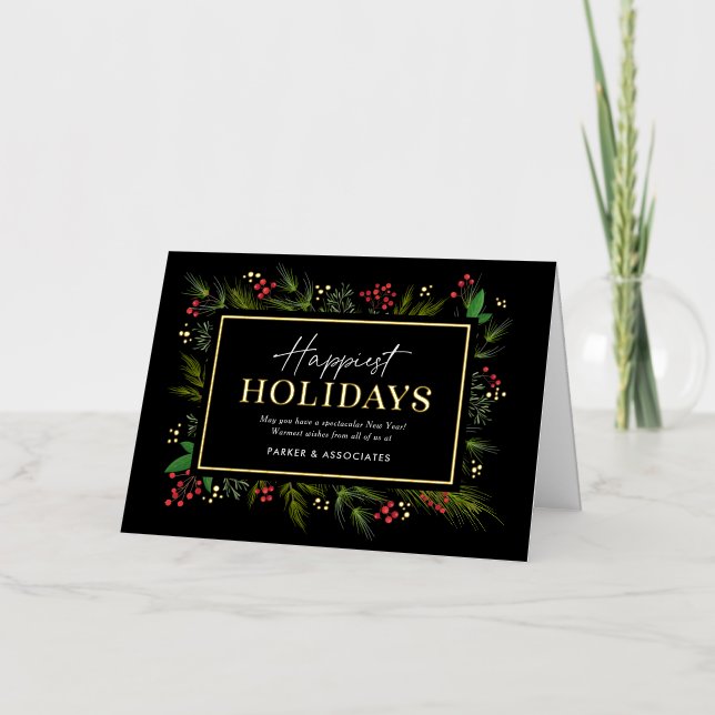 Festive Frame REAL FOIL Carte de vacances d'affair (Recto)