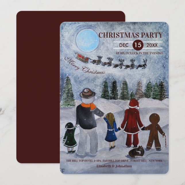 Festive Friends Christmas Party Einladung (Vorne/Hinten)