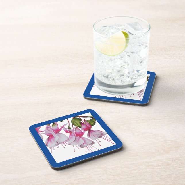 'Festive Fuchsias' auf einem Untersetzer-Set Getränkeuntersetzer (Rechte Seite)