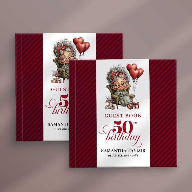Festive funny 50th woman event guest sign book gästebuch (Festive funny 50th woman event guest sign book)