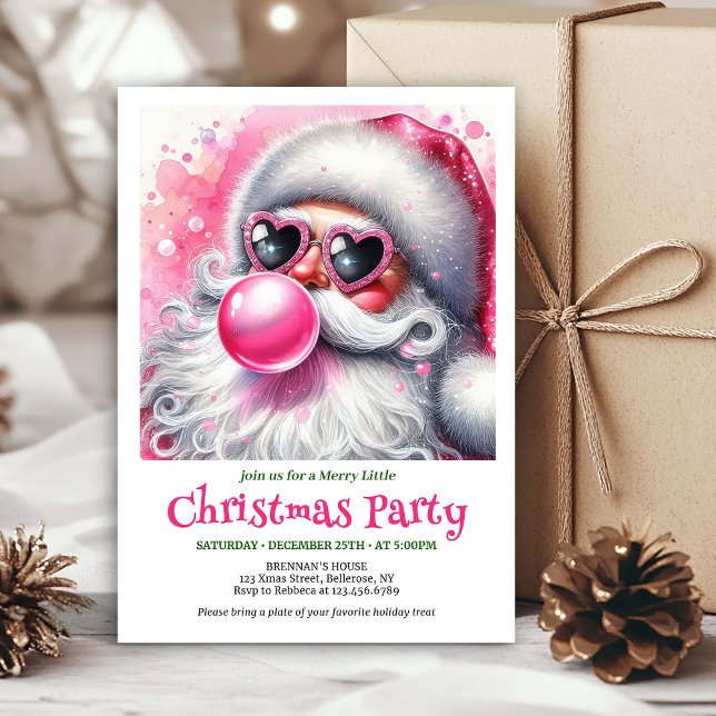 Festive Funny Santa Heart Glasses Christmas Invite Einladung (Festive Funny Santa Heart Glasses Christmas Invitation

)