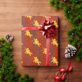 Festive Gingerbrei Mann auf Gemütlichem Strick Wei Geschenkpapier
