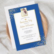 Festive Gold Blue Grad Foto Graduation Party