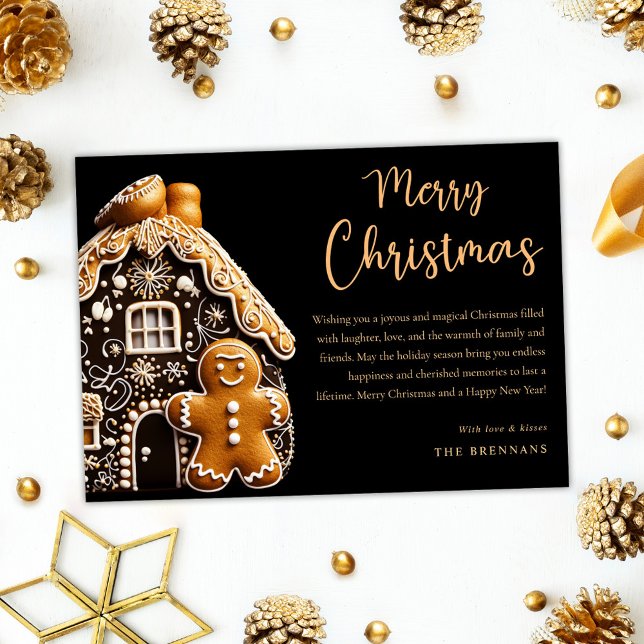 Festive Gold Gingerbread Frohe Weihnachten (Festive Gold Gingerbread Merry Christmas Holiday Card)