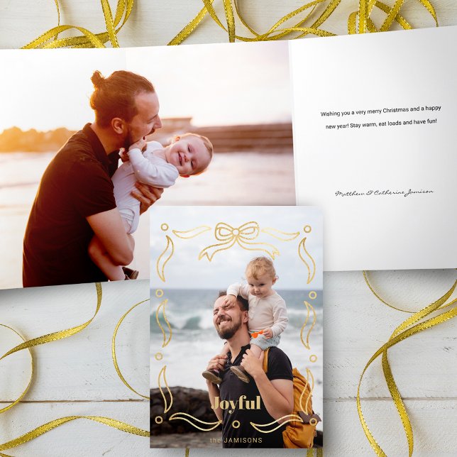 Festive Gold Line Gezeichnet Multifunktionsrahmen  Dreifach Gefaltete Karte (Von Creator hochgeladen)