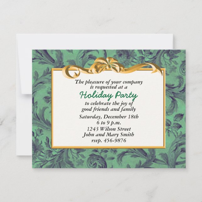 Festive Gold Ribbon Fête Invitation (Devant)