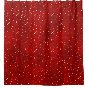 Festive Gold Star Burgundy Red Duschvorhang