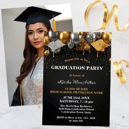 Festive Gold- und Silber-Akzente Graduierungsparty Einladung