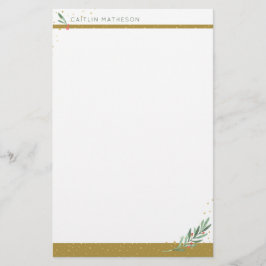 Festive Gold Winter Grün Weihnachten Urlaub Briefpapier