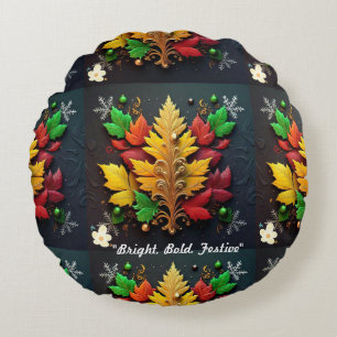"Festive Golden Splendor" Rundes Kissen