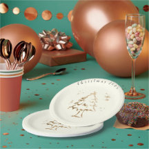 Festive Golden Tree Weihnachts-Party Papier Teller