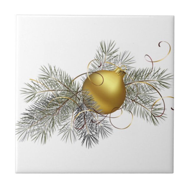 Festive Goldene Dekoration Fliese (Vorderseite)