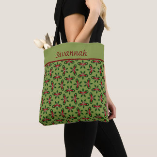 Festive Green & Red Holiday Tote Bag