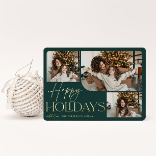 Festive Greeting   Happy Holidays 3 Photo Folien Feiertagskarte