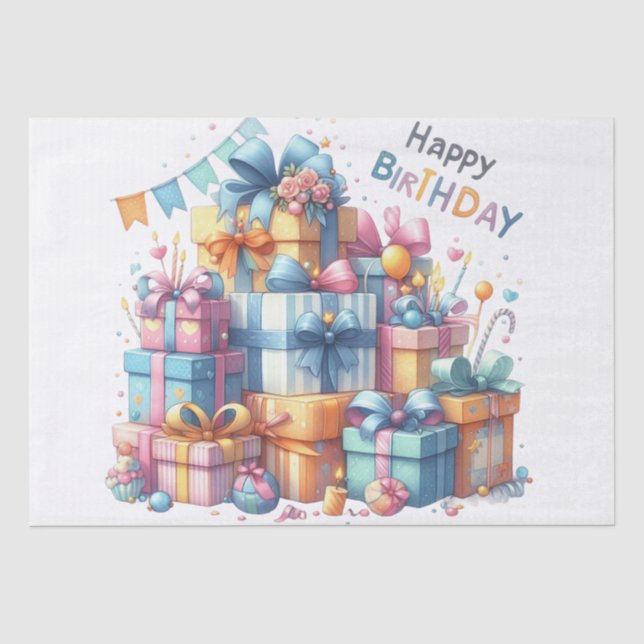 Festive Happy Birthday For All Ages  Seidenpapier (Vorderseite)