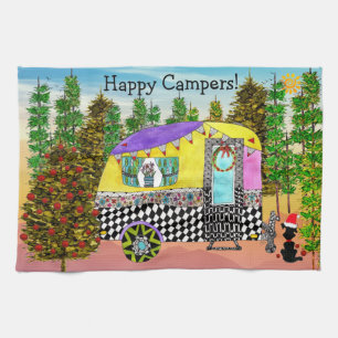 Festive Happy Camper Travel Trailer Serviette de c