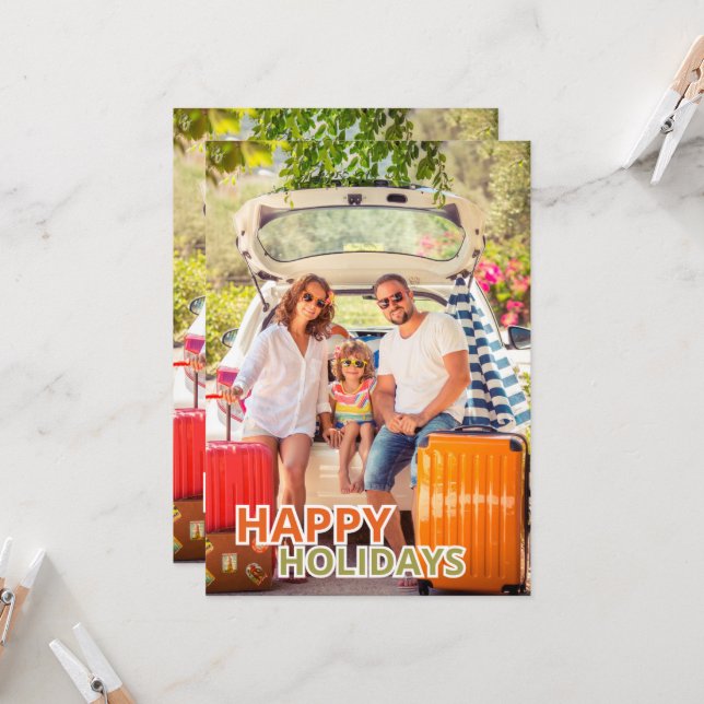 Festive Happy Holidays Greeting Card (Vorderseite/Rückseite Beispiel)
