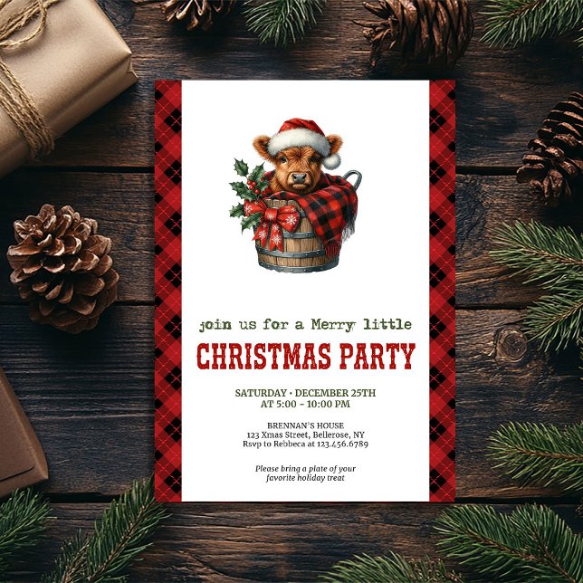 Festive highland cow Christmas invite editable   Einladung (Festive highland cow Christmas invite editable name

)