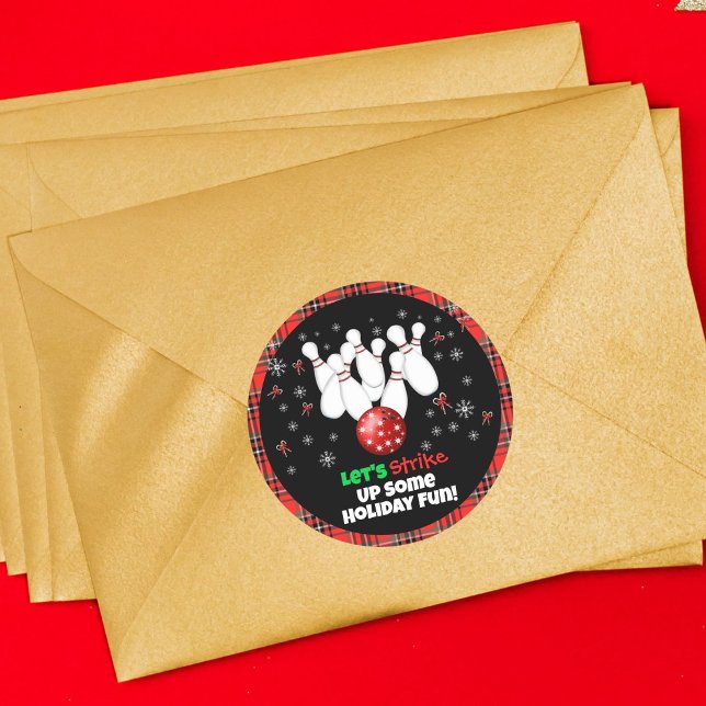 Festive Holiday Bowling  Runder Aufkleber (Von Creator hochgeladen)