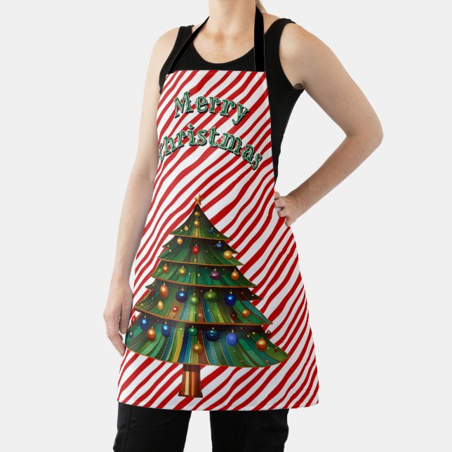 Festive Holiday Candy Cane Merry Christmas Tree Schürze (InSitu)