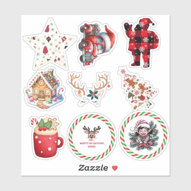 Festive Holiday Christmas Stickers  (Feuille)