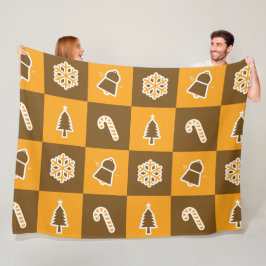 Festive Holiday Grid Pattern Fleecedecke