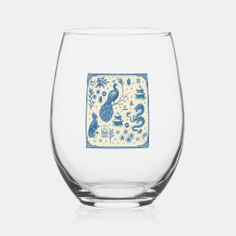 Festive Holiday Mahjong Toile Wine Glass Weinglas Ohne Stiel