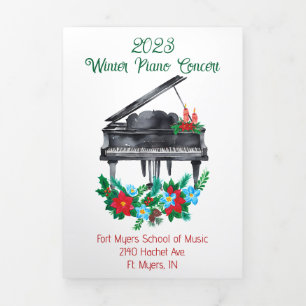 Festive Holiday Piano Recital Dreifach-gefaltete Programmkarte