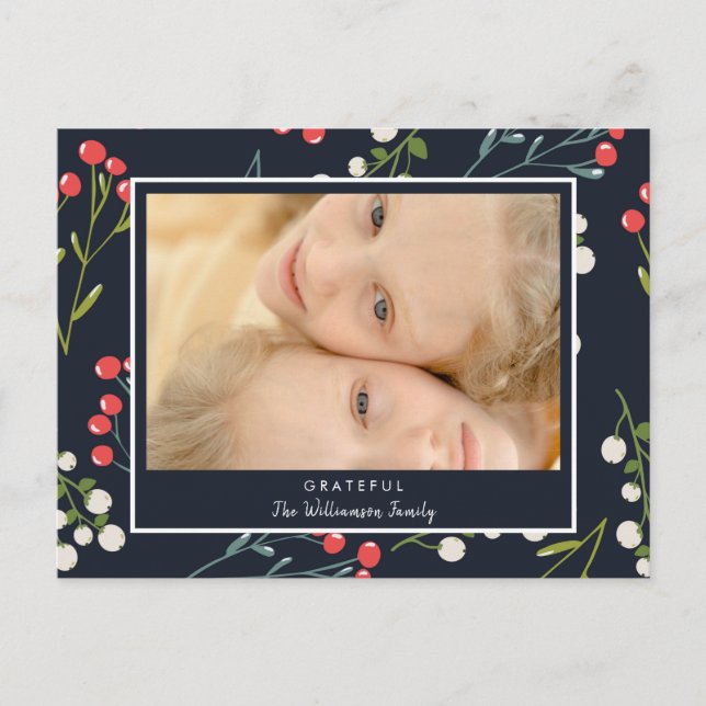 Festive Holly Berries Photo Carte de Noël (Devant)