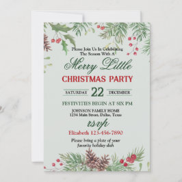 Festive Holly Border Christmas Party Einladung