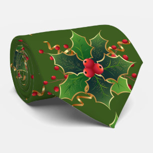 Festive Holly et Berries Cravate de Noël