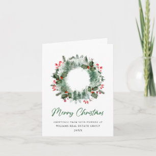 Festive Holly Wreath Weihnachtsgrüßen Feiertagskarte