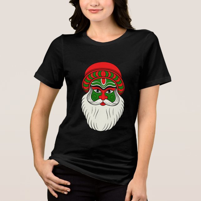 Festive Indian Santa Claus Print Tri-Blend Shirt (Vorderseite)