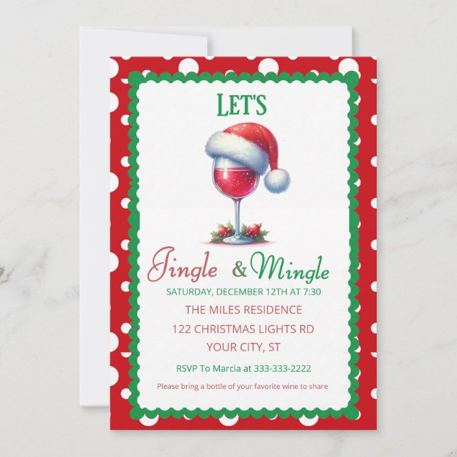 Festive Jingle and Mingle Holiday Cocktail Party Einladung (Vorderseite)